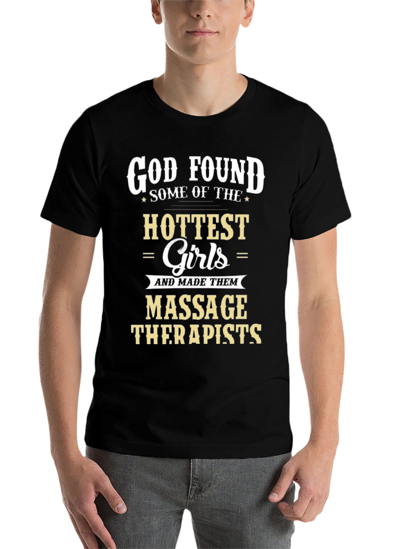 Black God Found Massage Therapists Graphic T-Shirt view 7