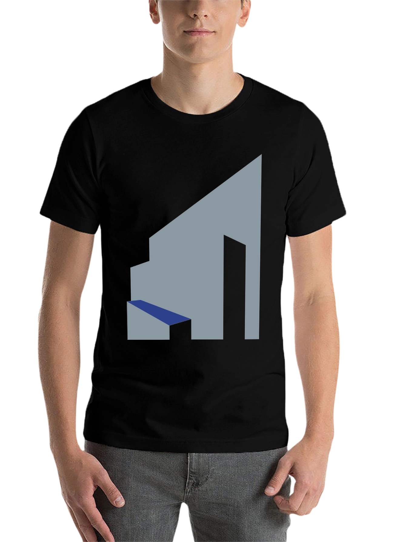 Black Abstract Building Graphic Tee - Modern Style view 7