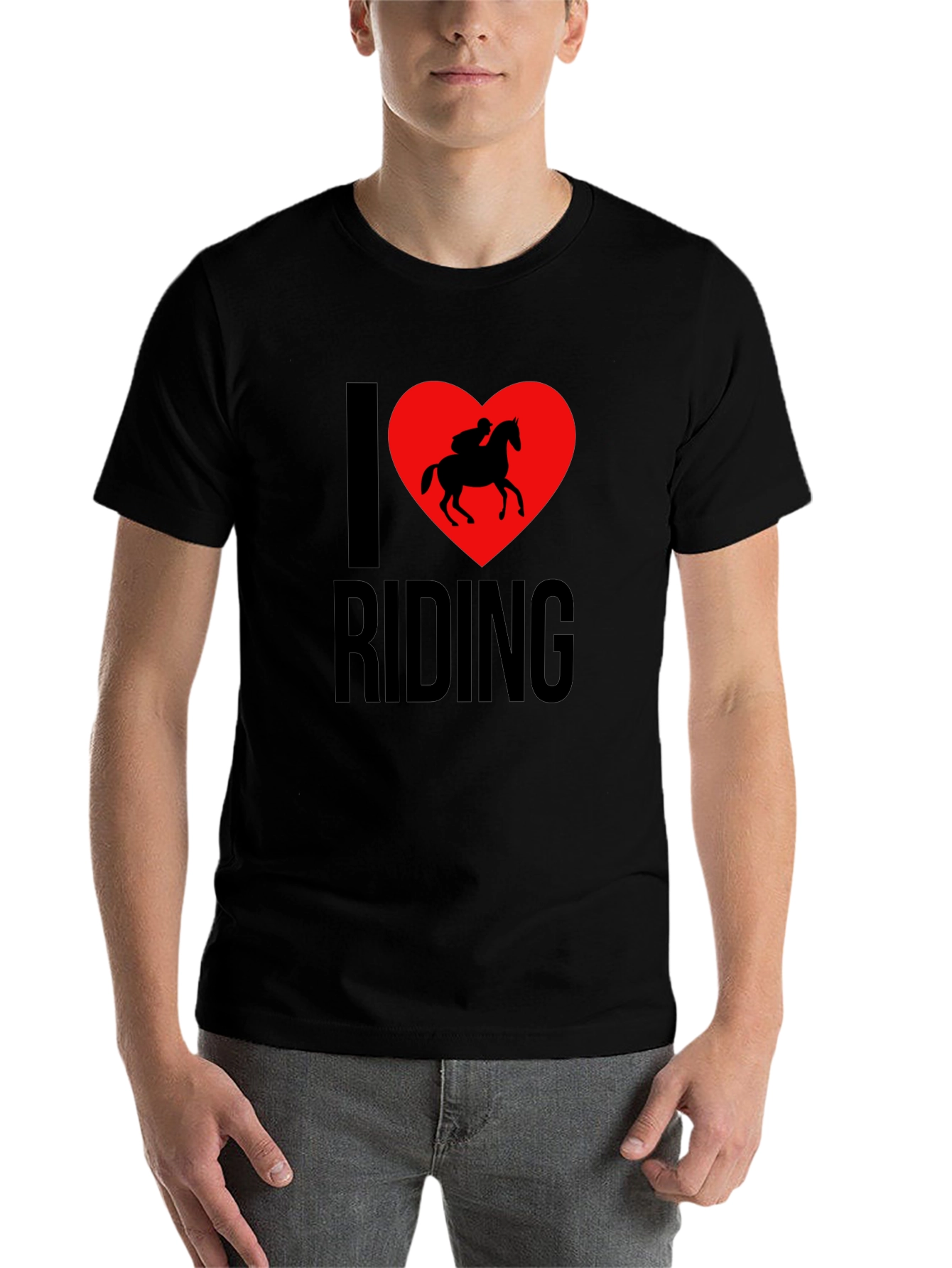 Black I Love Riding T-Shirt - Horseback Riding Tee view 7