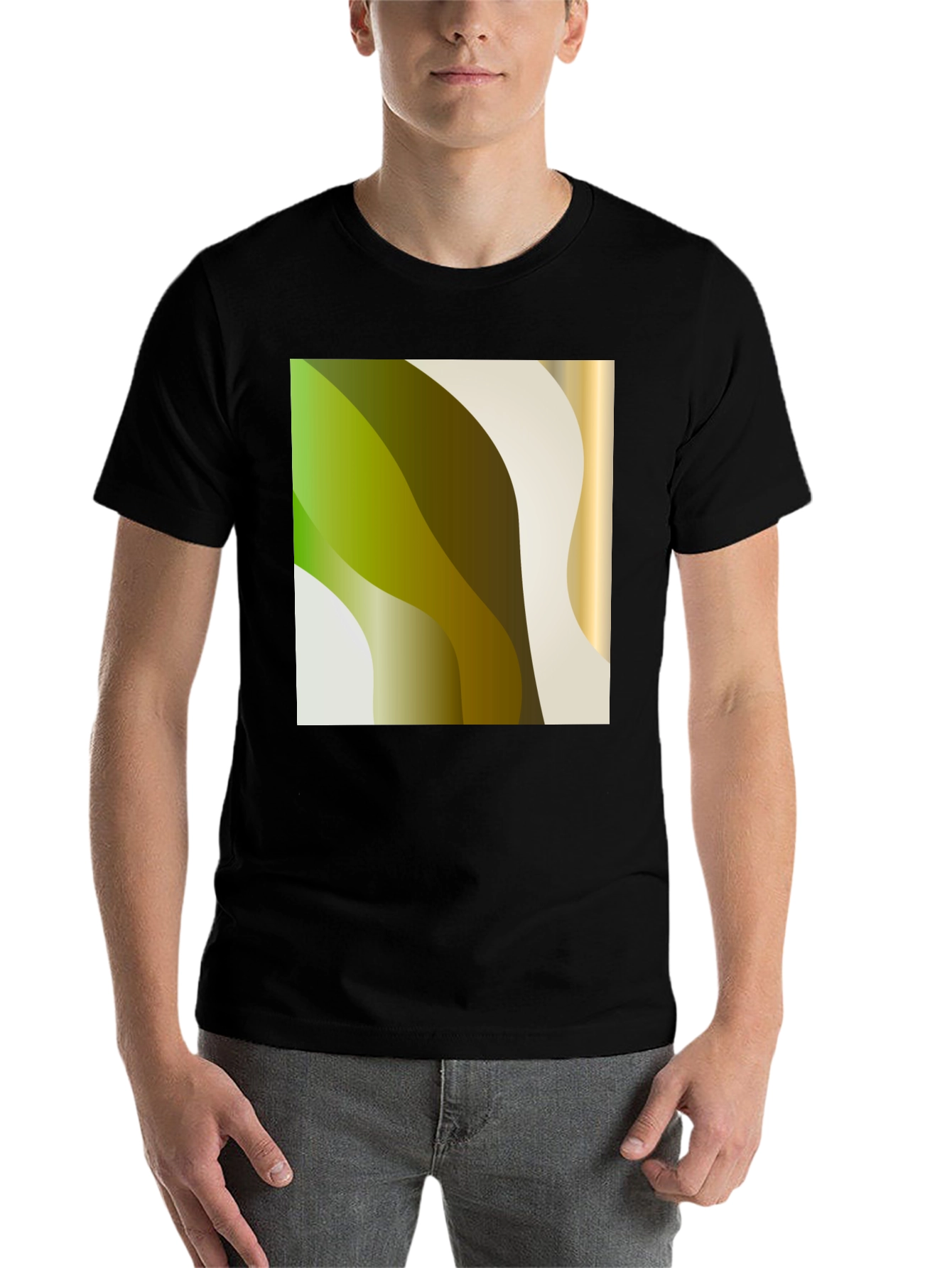 Modern Abstract Wave Graphic Tee - Black - 7
