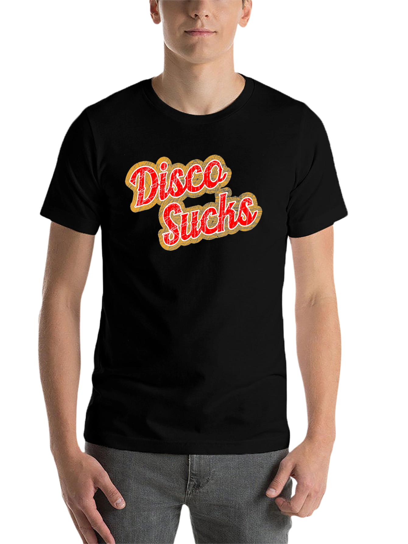 Black Disco Sucks Graphic Tee - Retro Style Black T-Shirt view 7