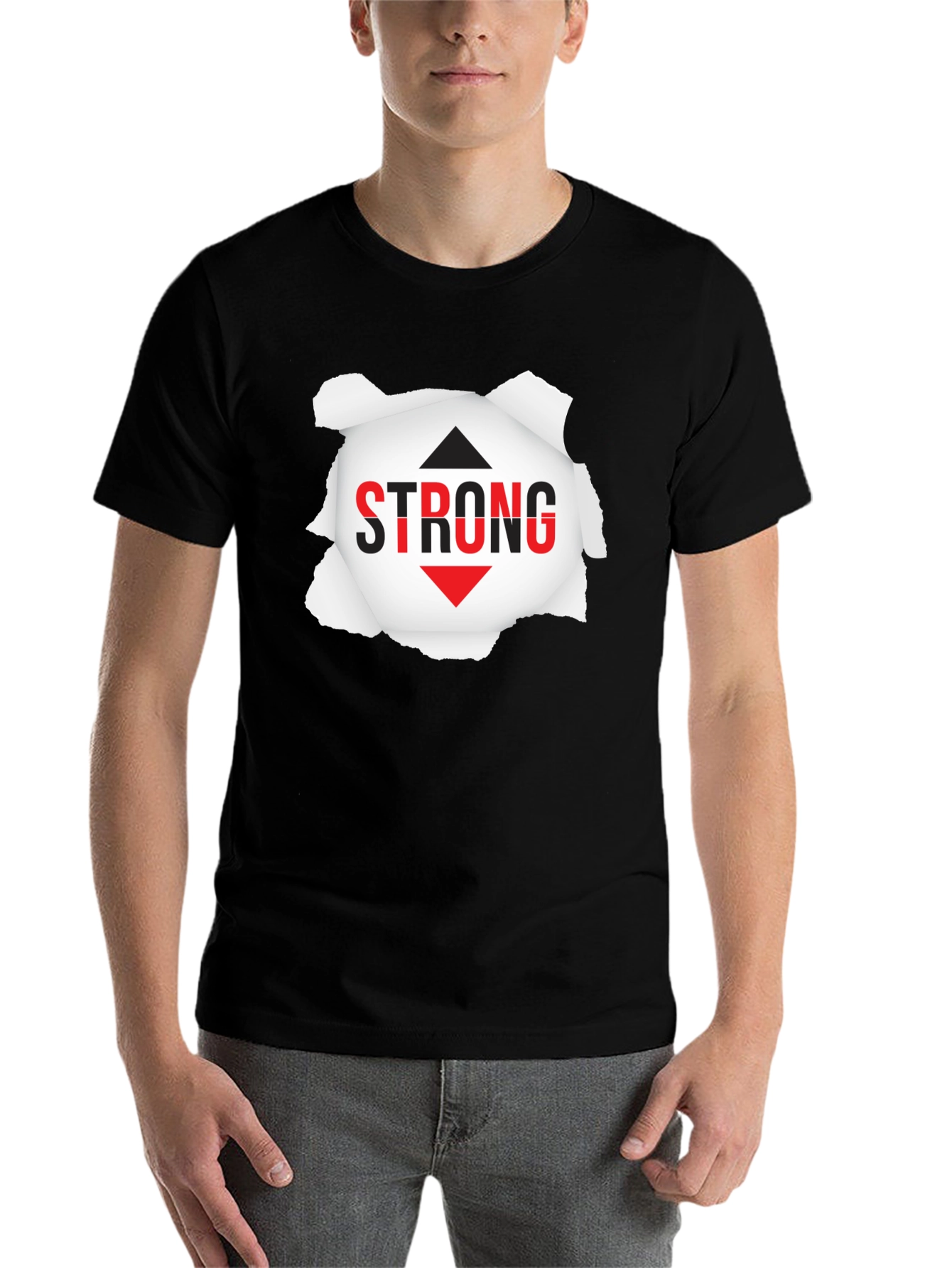 Black Strong Graphic Tee - Black Short Sleeve Shirt view 7