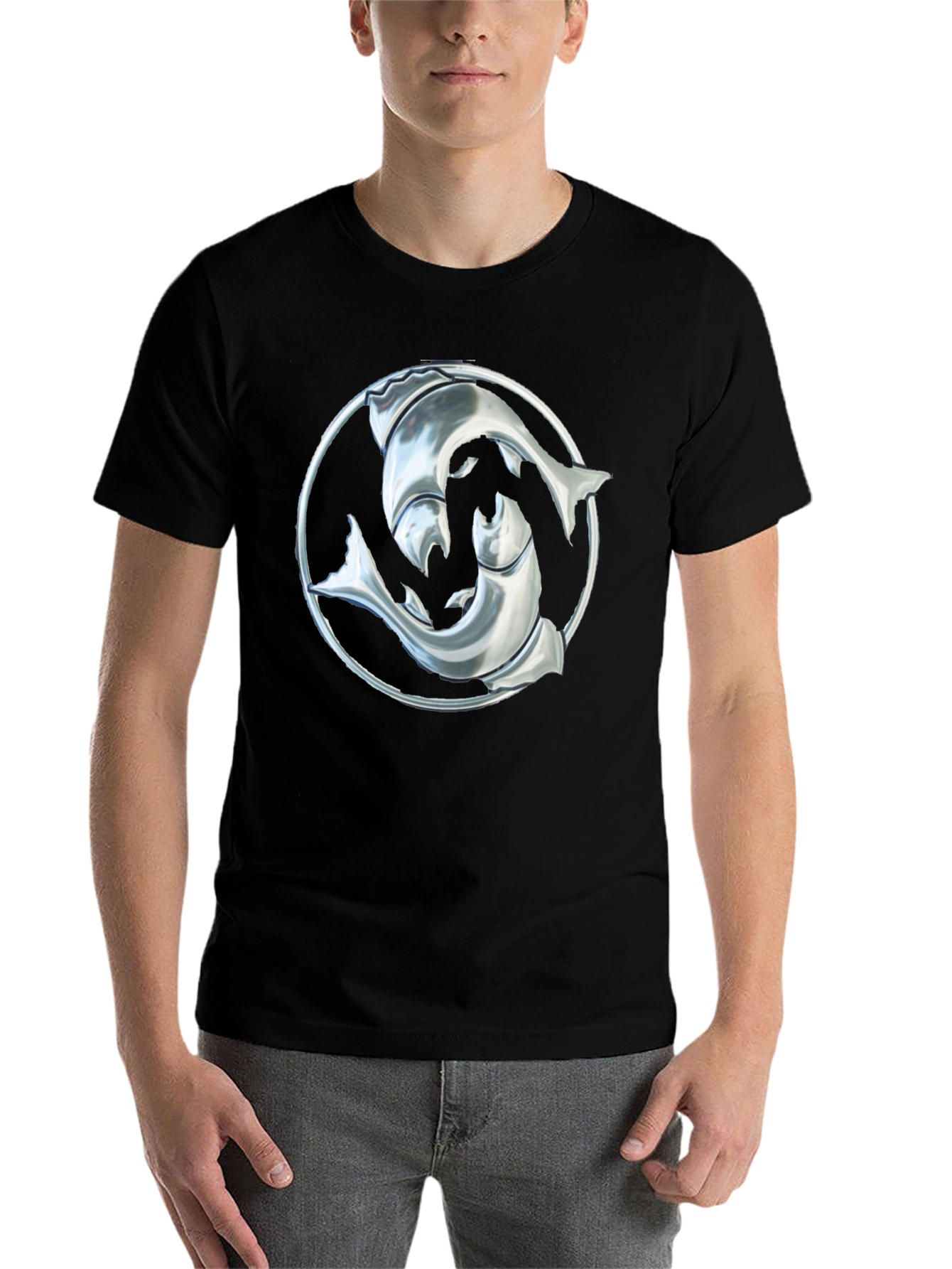 Black Dolphin Yin Yang Graphic Tee - Black Cotton Blend view 7