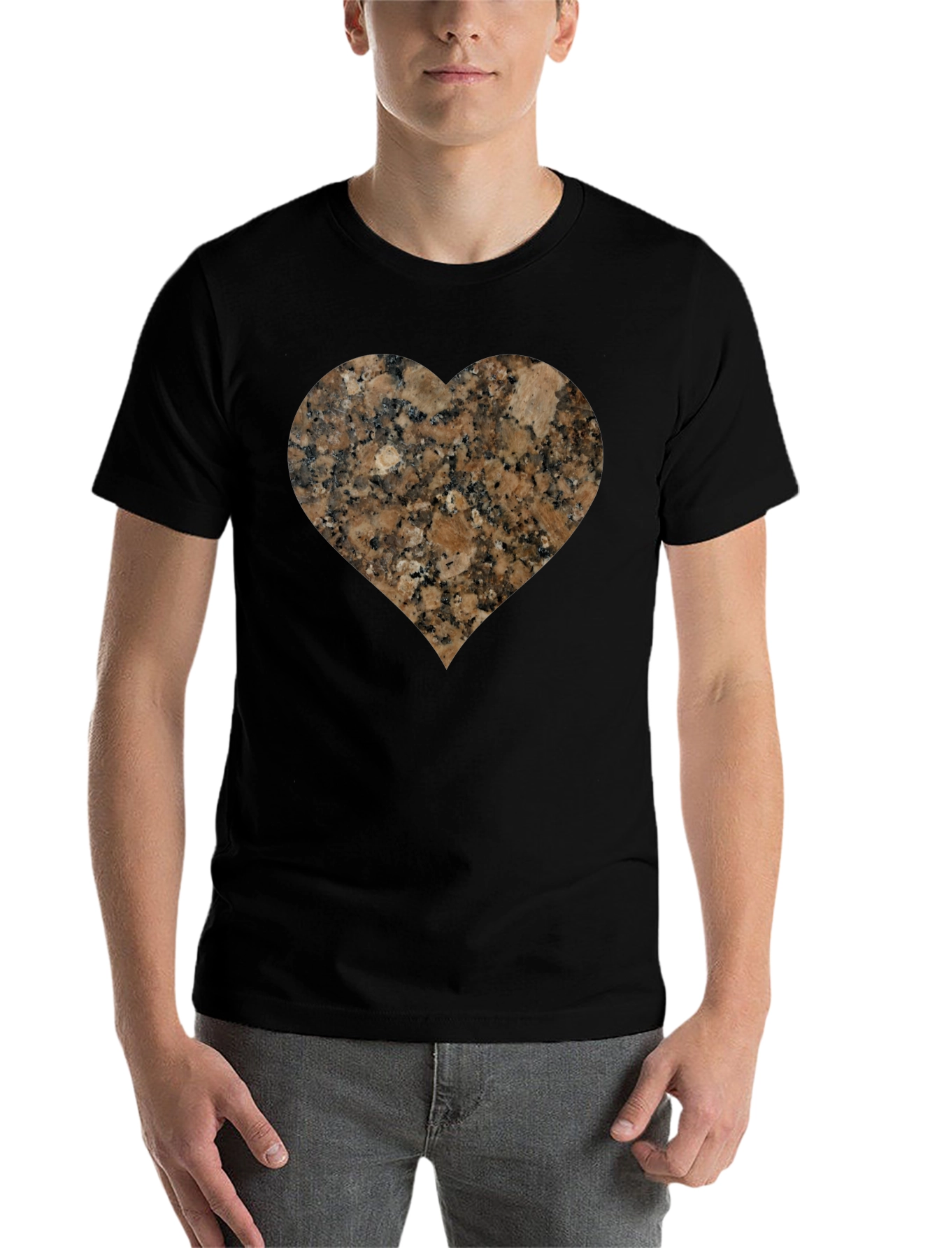 Black Granite Heart Tee - Unique Graphic T-Shirt view 7