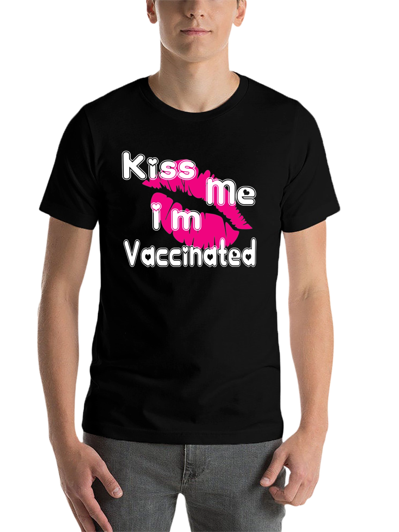 Black Kiss Me I'm Vaccinated T-Shirt view 7