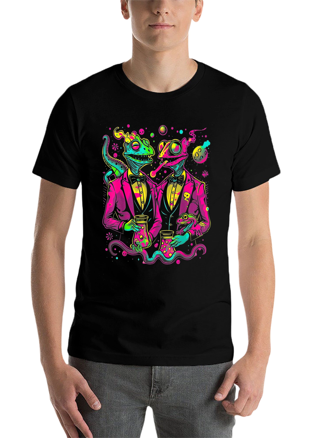 Black Lizard Tuxedo T-Shirt - Funky Reptile Design view 7