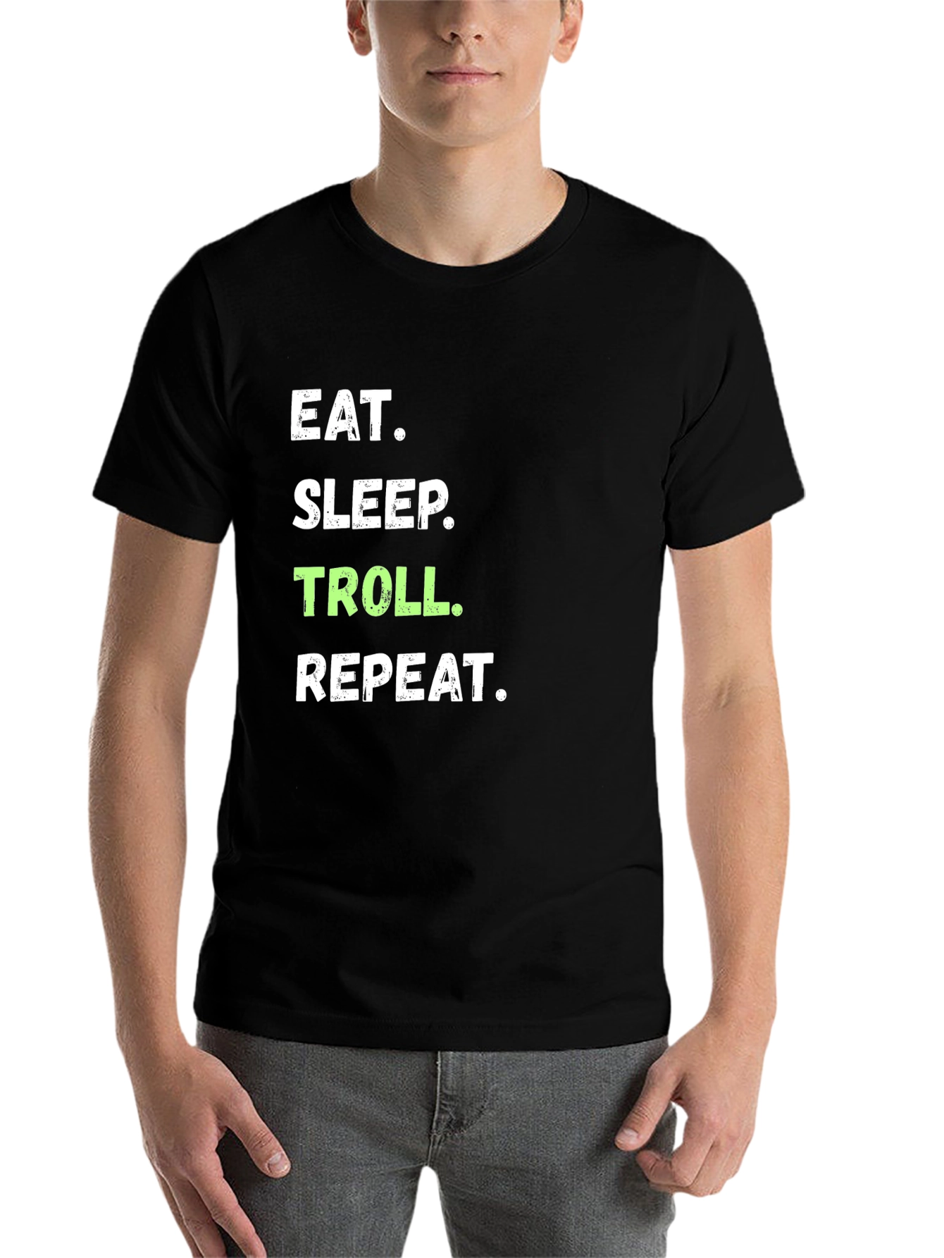 Black Eat Sleep Troll Repeat Graphic T-Shirt view 7