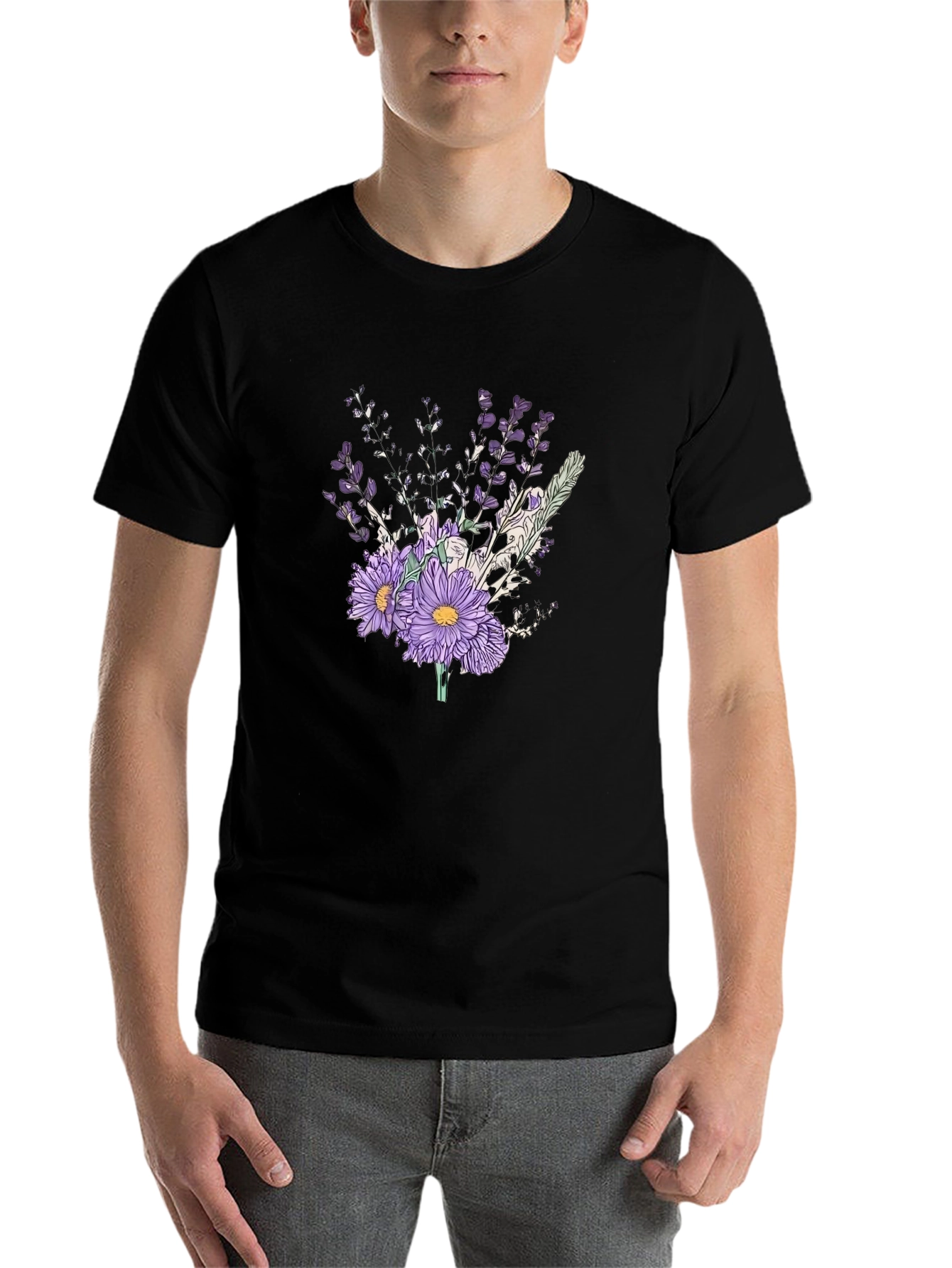 Black Floral Bouquet Graphic T-Shirt view 7