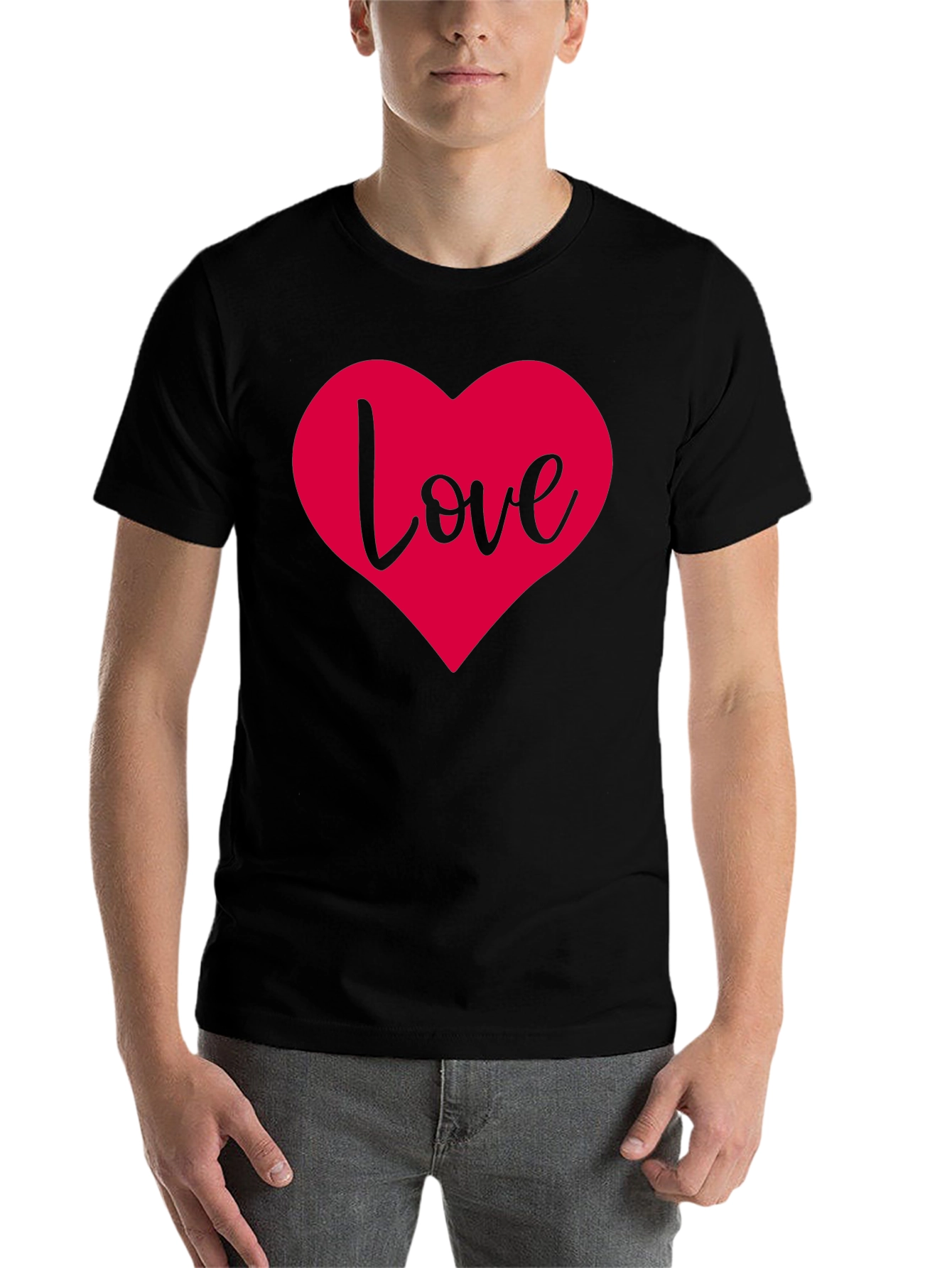 Black Love Heart Graphic Black T-Shirt view 7