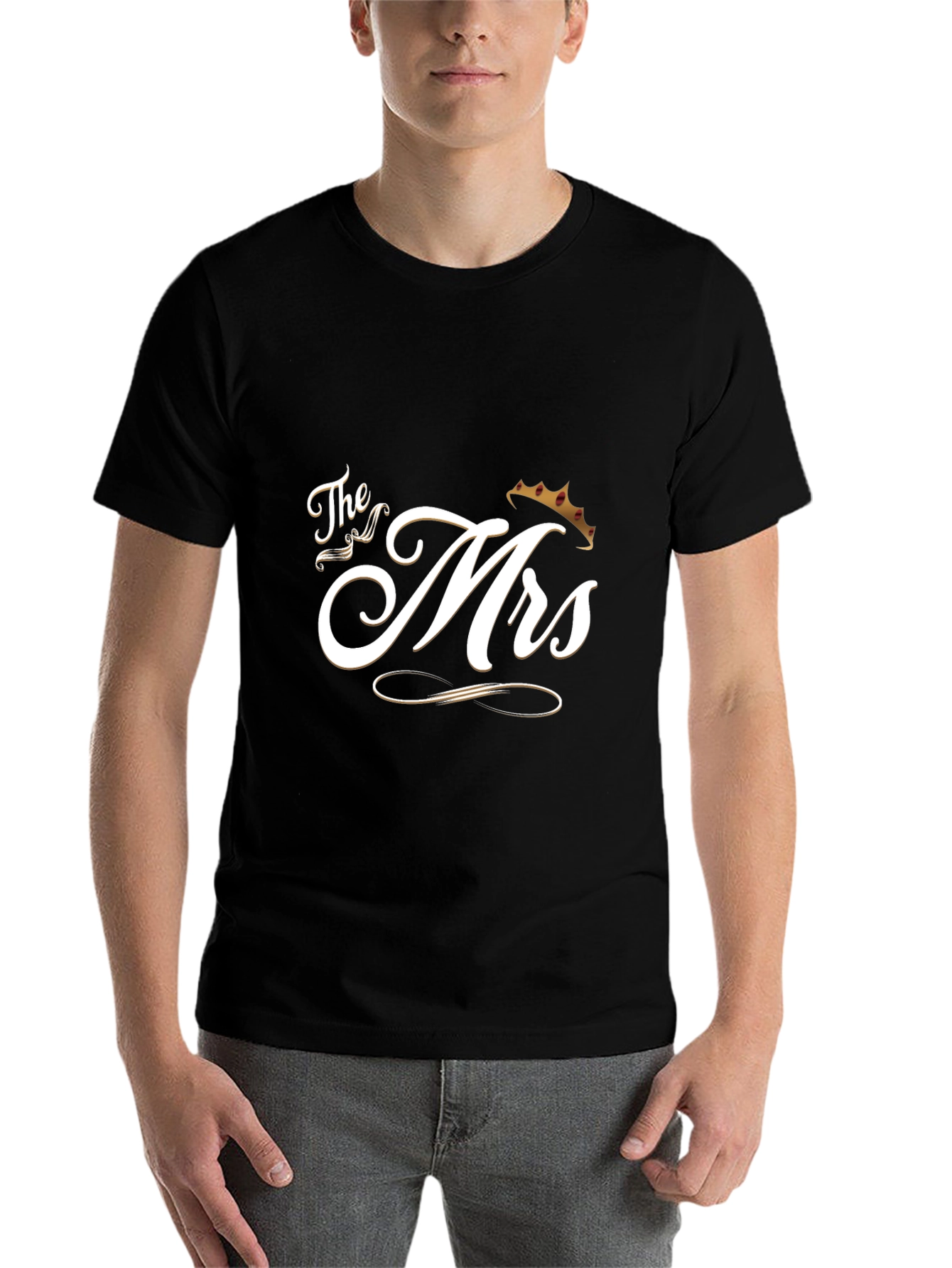 Black The Mrs. T-Shirt - Newlywed Gift view 7