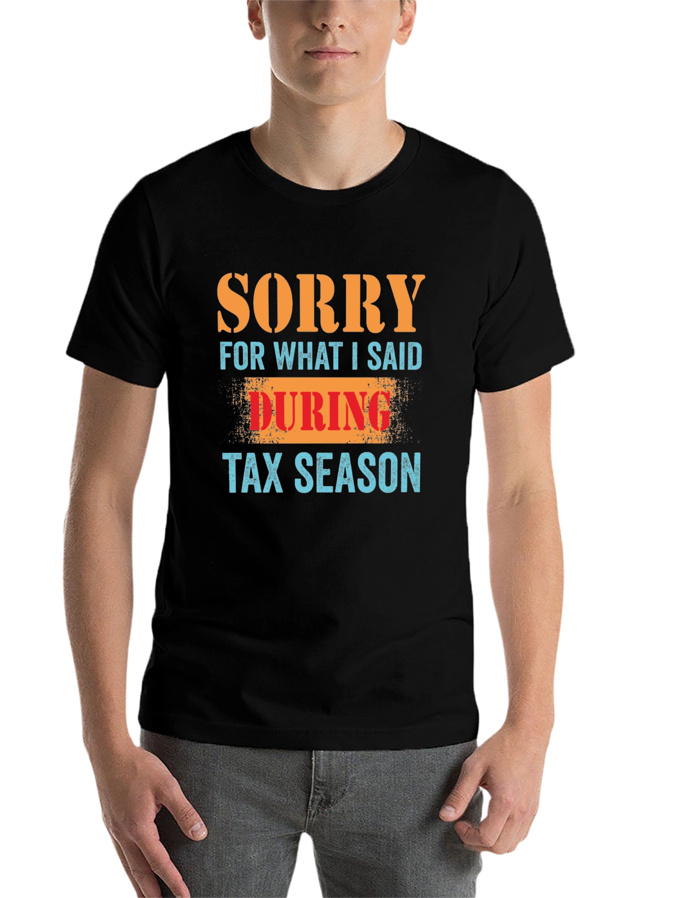 Black Funny Tax Season Apology T-Shirt - Black view 7