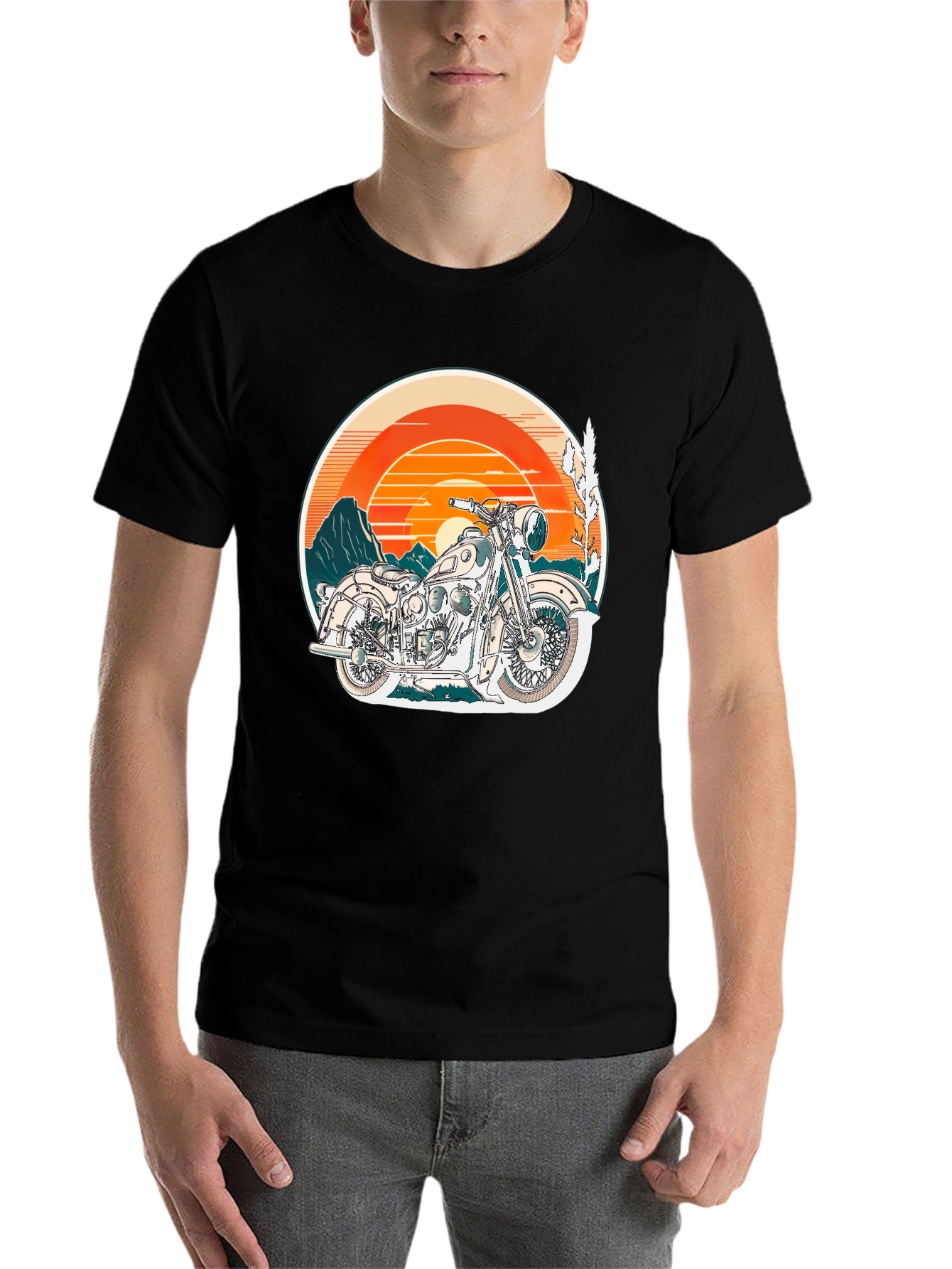Black Vintage Motorcycle Graphic T-Shirt - Retro Style view 7