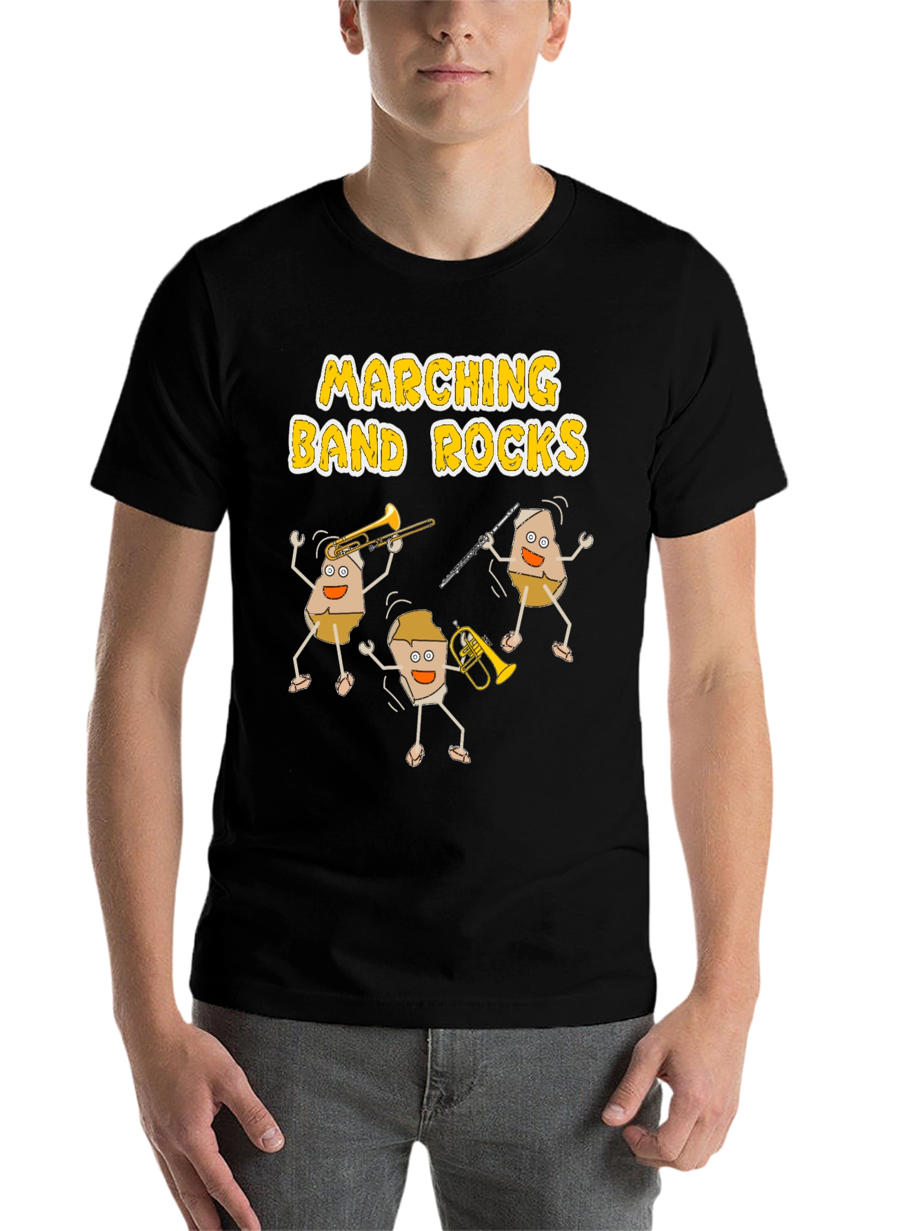 Black Marching Band Rocks Funny T-Shirt - Music Lover Tee view 7