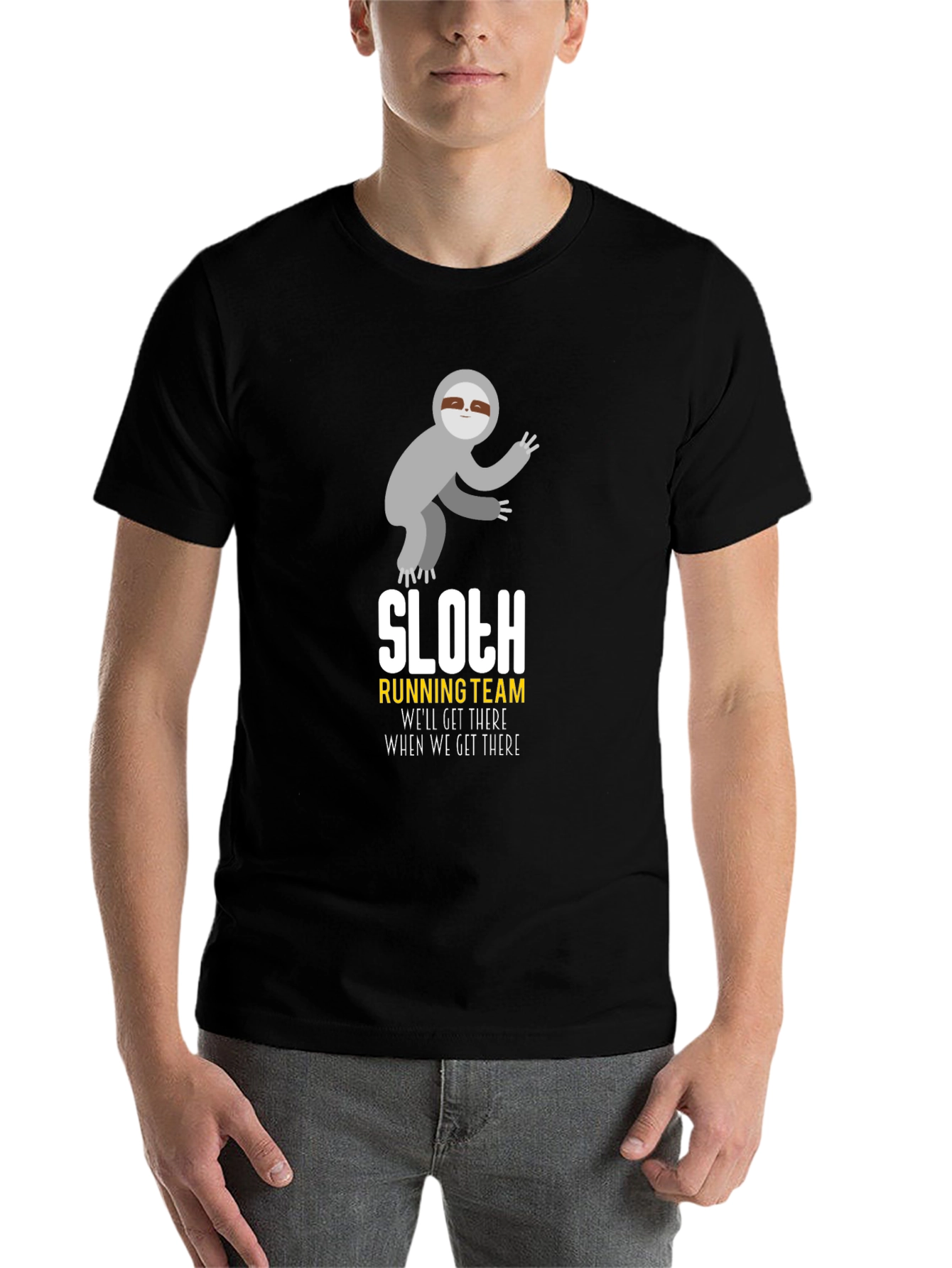 Black Sloth Running Team T-Shirt - Funny Graphic Tee view 7