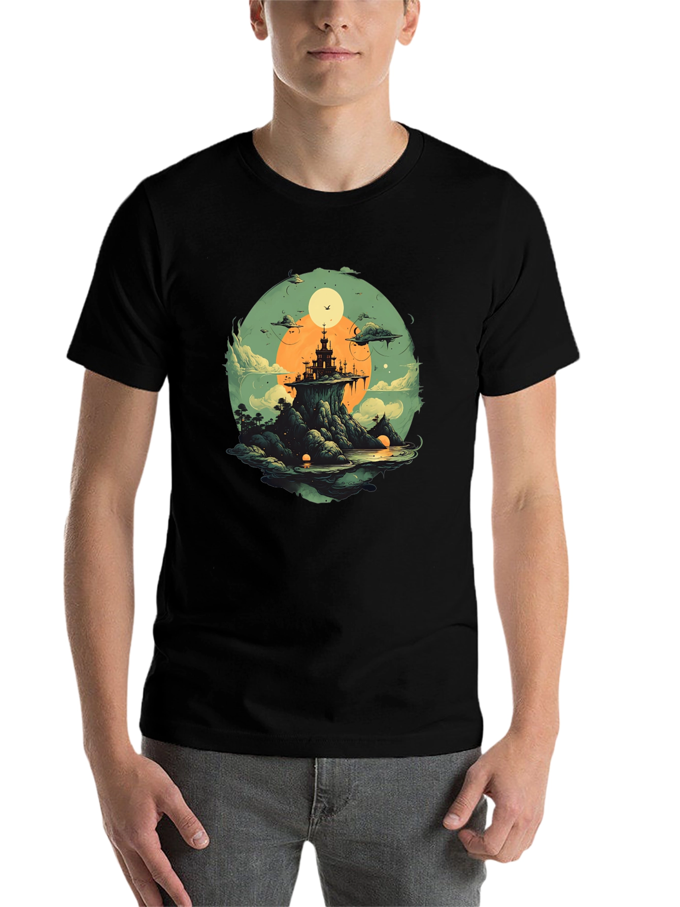Black Fantasy Island Graphic T-Shirt view 7