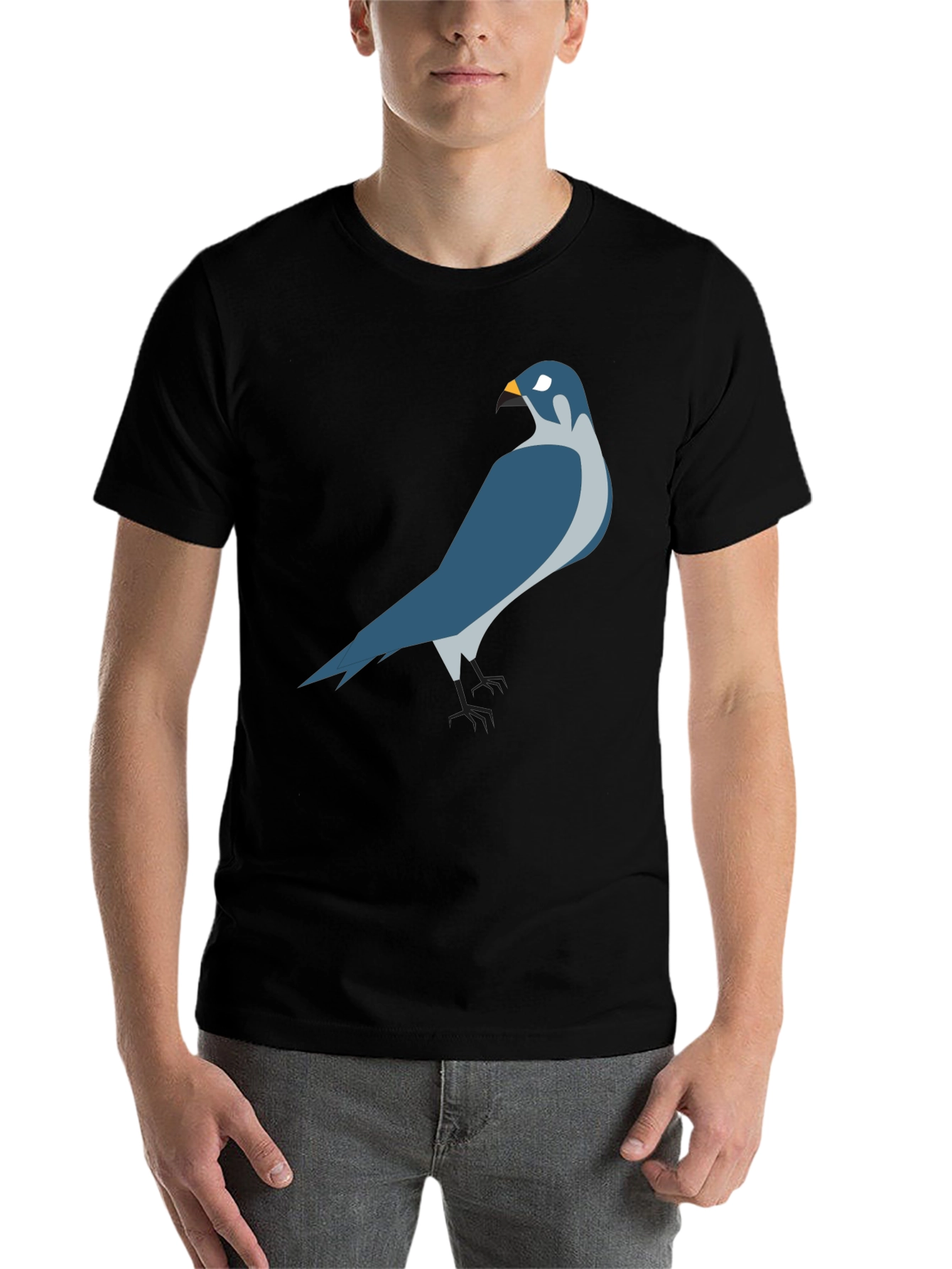 Black Cool Falcon Graphic T-Shirt - Black Cotton Blend view 7