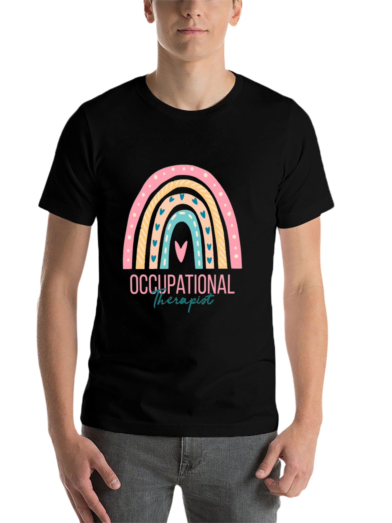 Black Occupational Therapist Rainbow T-Shirt view 7