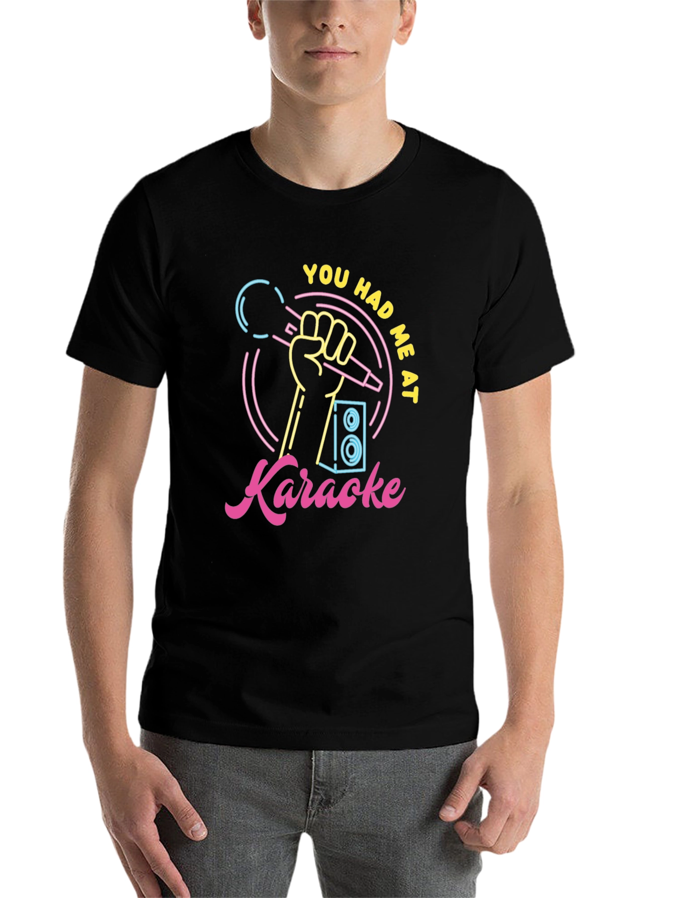 Black You Had Me At Karaoke - Graphic T-Shirt view 7