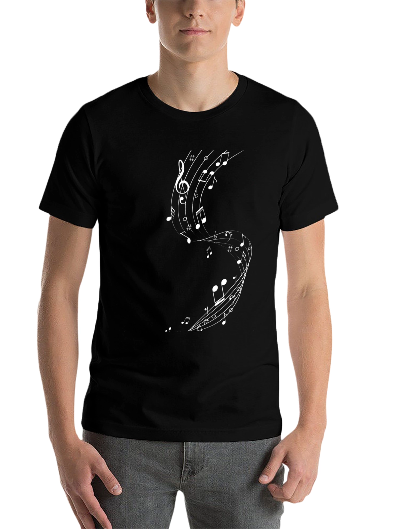 Black Musical Note Graphic Black T-Shirt view 7