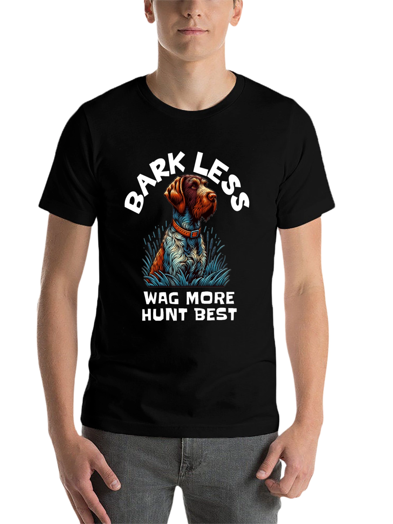 Black Bark Less Wag More Hunt Best Dog T-Shirt view 7
