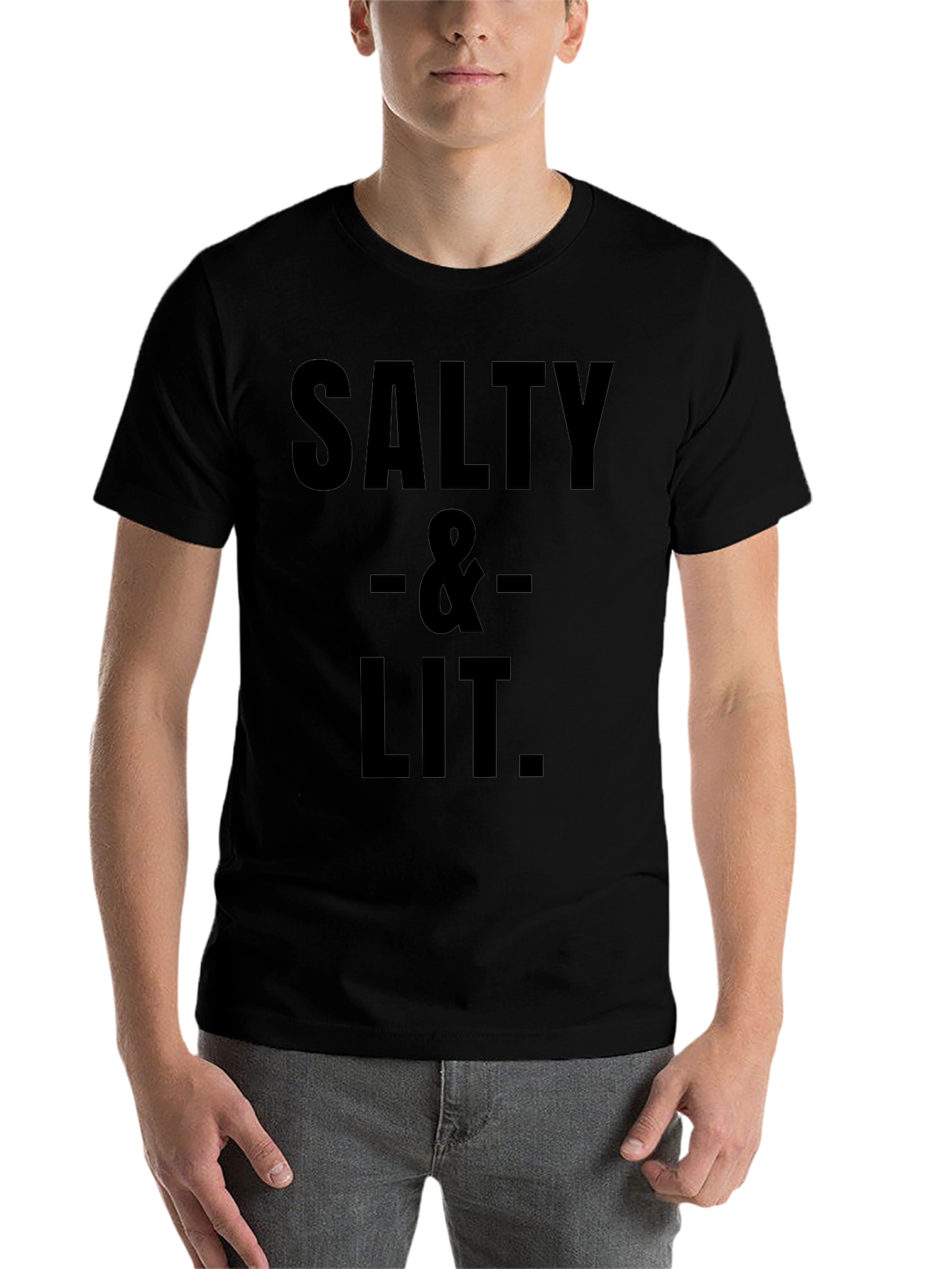 Black Salty & Lit Graphic Tee - Black Cotton Blend view 7