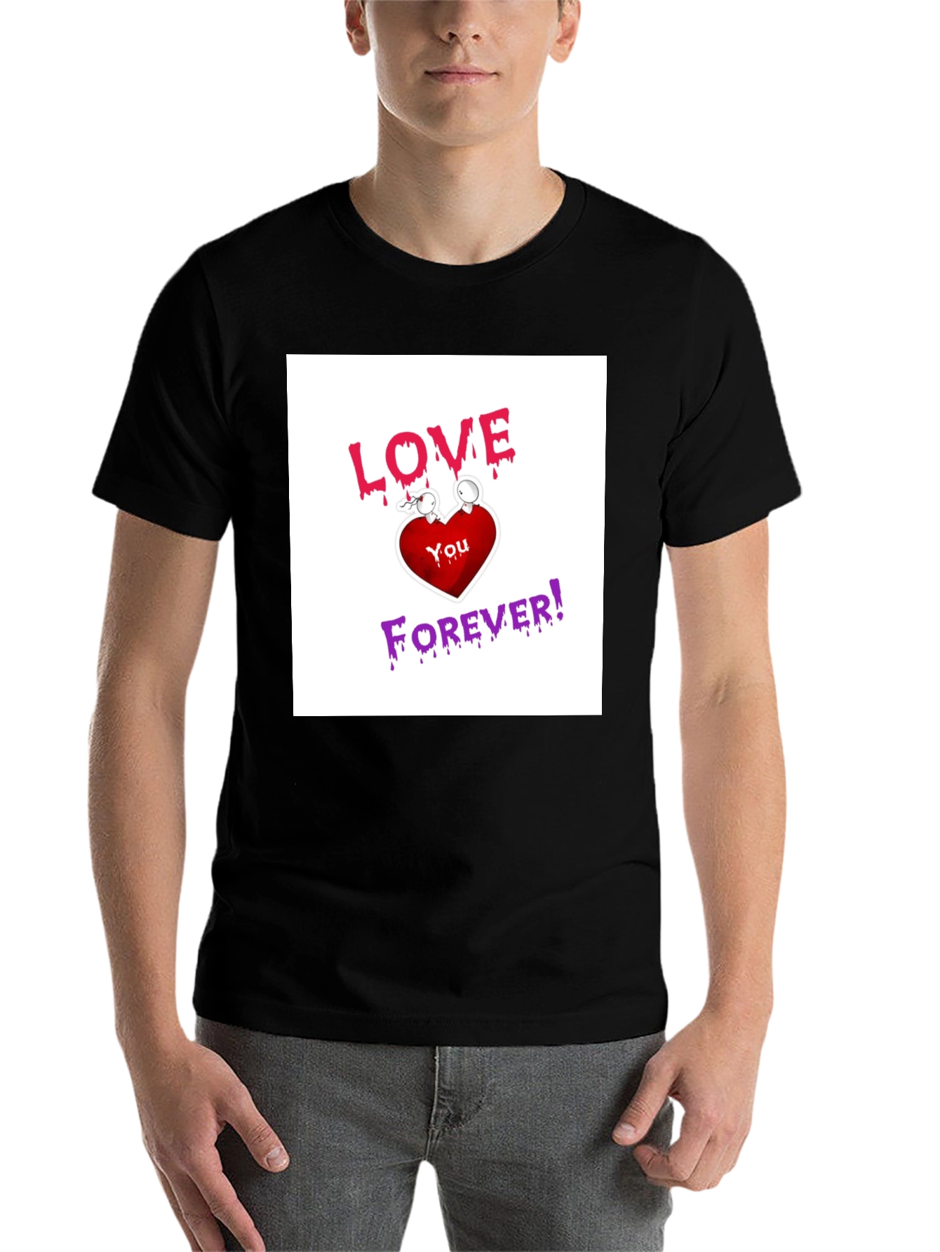 Black Love You Forever Graphic T-Shirt view 7
