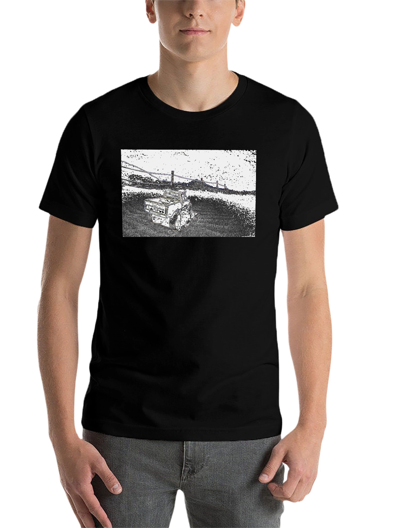 Black Cool Vintage Truck T-Shirt view 7
