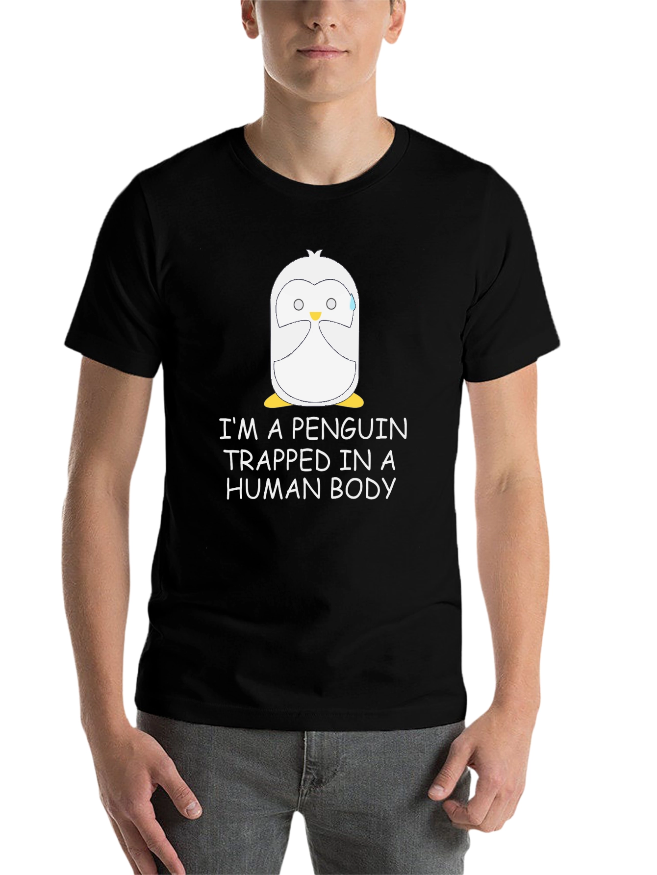 Black Penguin Trapped in a Human Body T-Shirt view 7