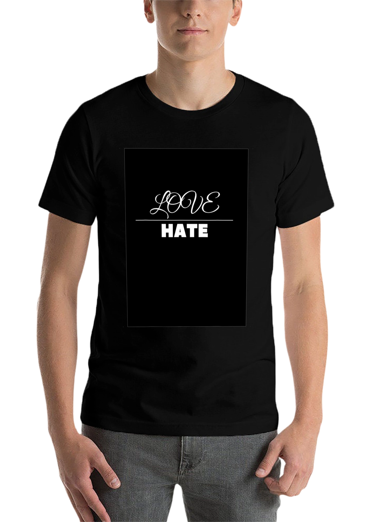 Black Love Hate Graphic Tee - Modern Contrast view 7
