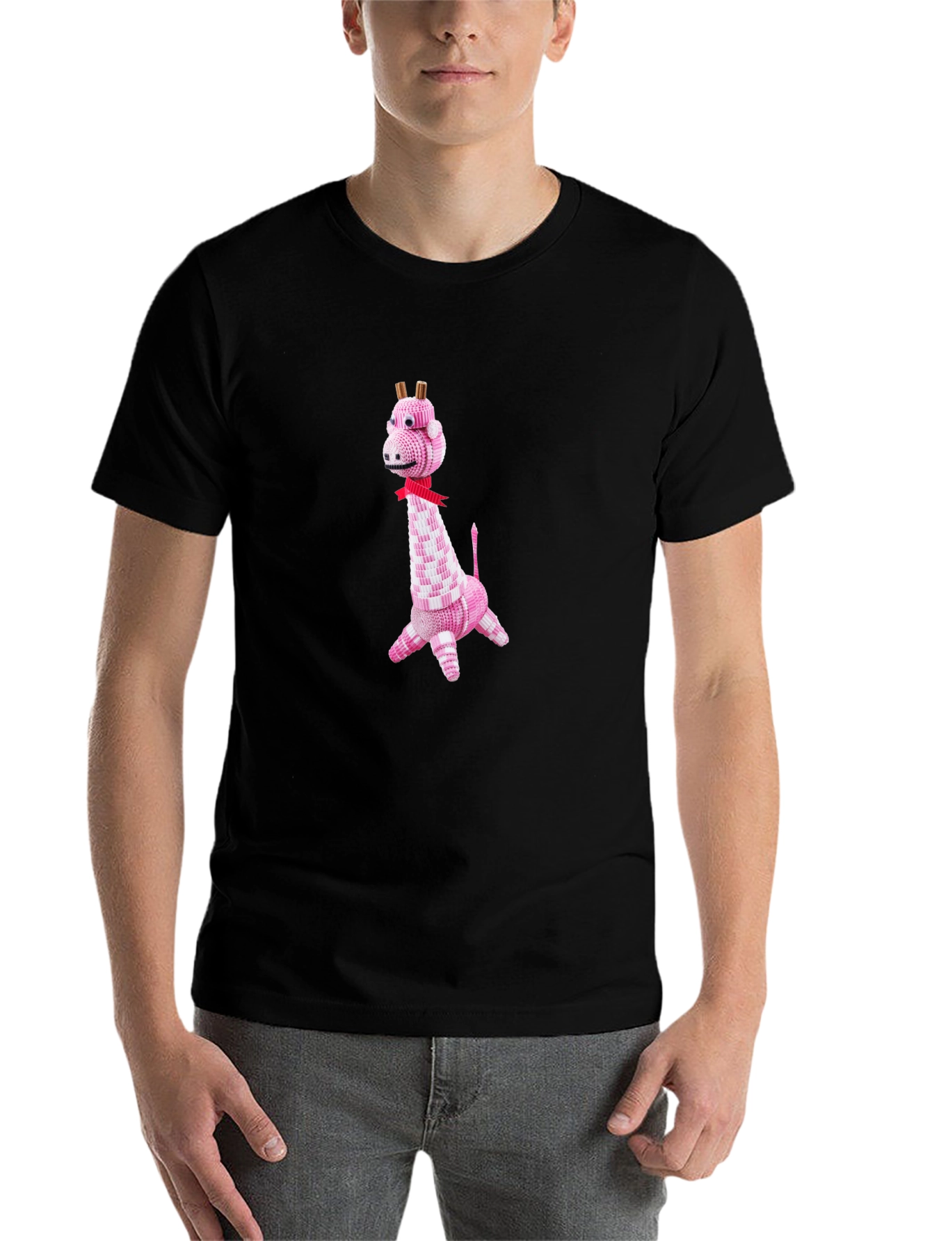 Black Giraffe Graphic Tee - Unique Animal Design T-Shirt view 7