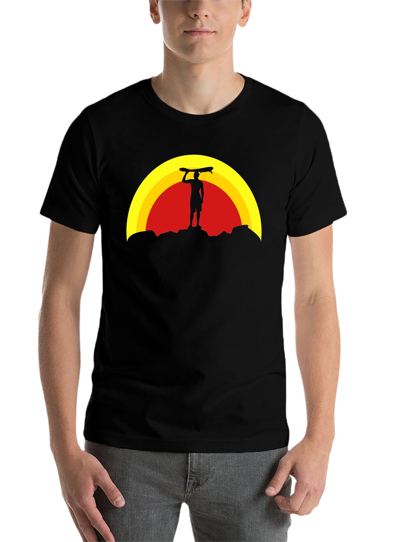 Black Sunset Surfer Graphic Tee - Black view 7
