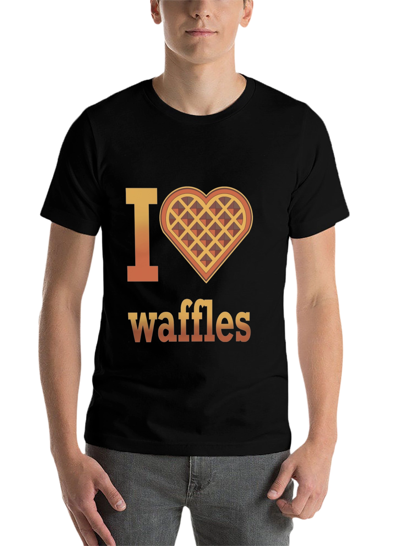 Black I Heart Waffles Graphic T-Shirt - Novelty Tee view 7