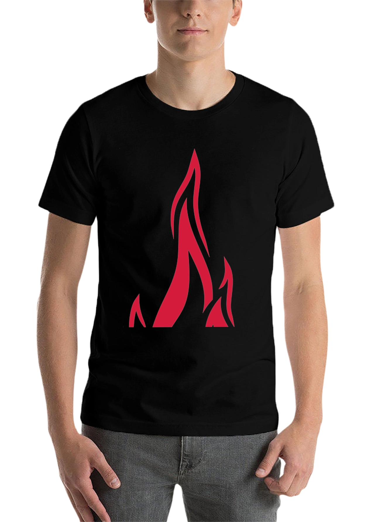 Black Fiery Red Flame Graphic Black T-Shirt view 7