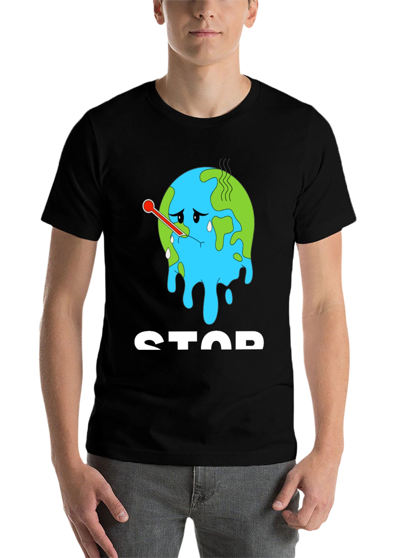 Black Stop Climate Change T-Shirt view 7
