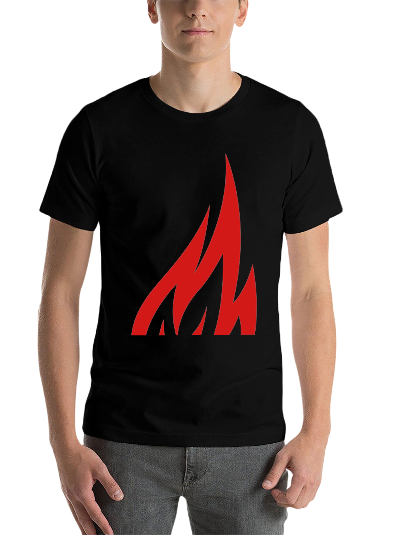 Black Bold Flame Graphic Tee - Black Cotton Casual Shirt view 7