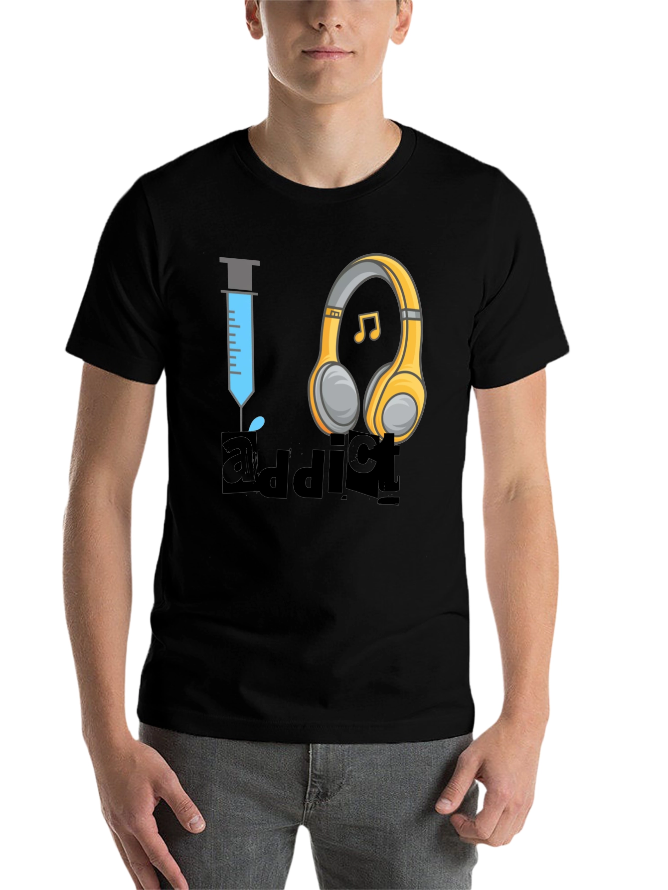 Black Music Addict T-Shirt - Novelty Graphic Tee view 7
