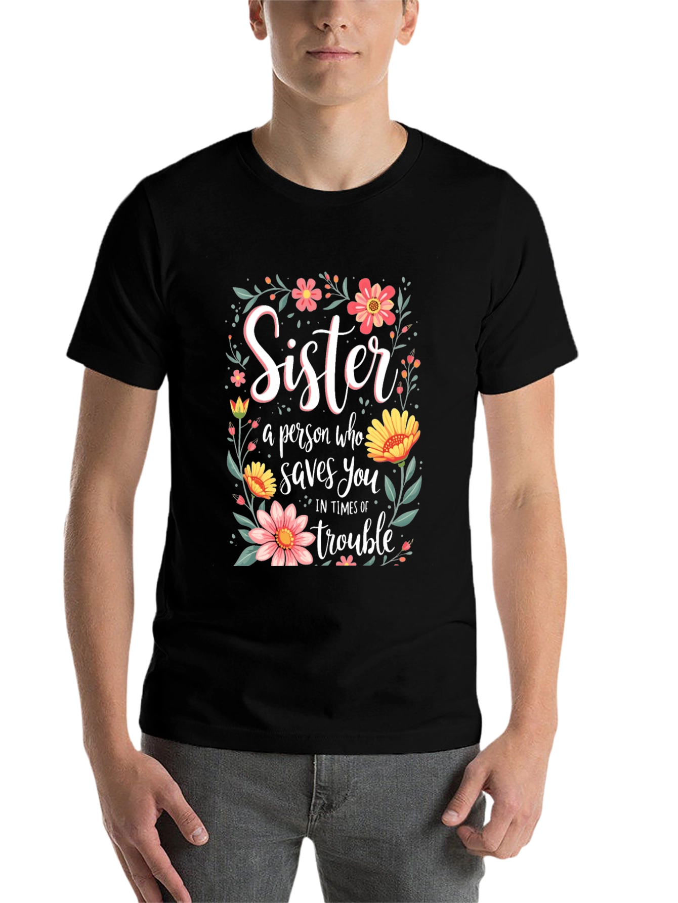 Black Sister Saves You Floral T-Shirt view 7