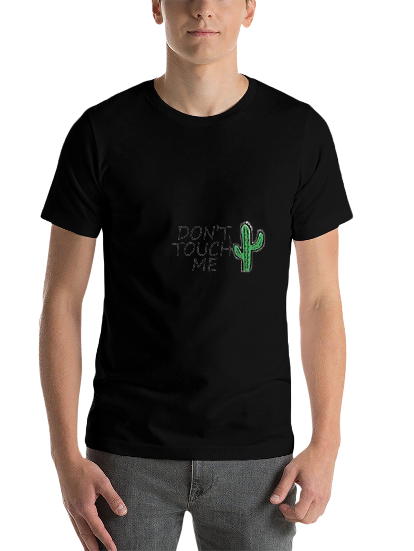 Black Don't Touch Me Cactus Graphic Tee - Soft Cotton Blend view 7