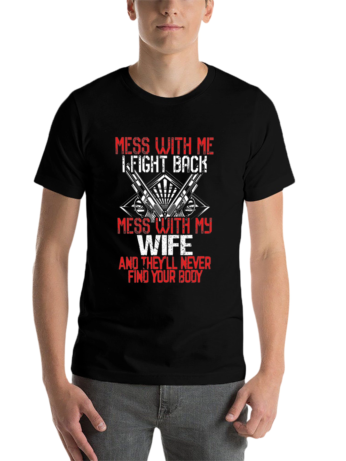 Black Mess With My Wife Graphic T-Shirt view 7