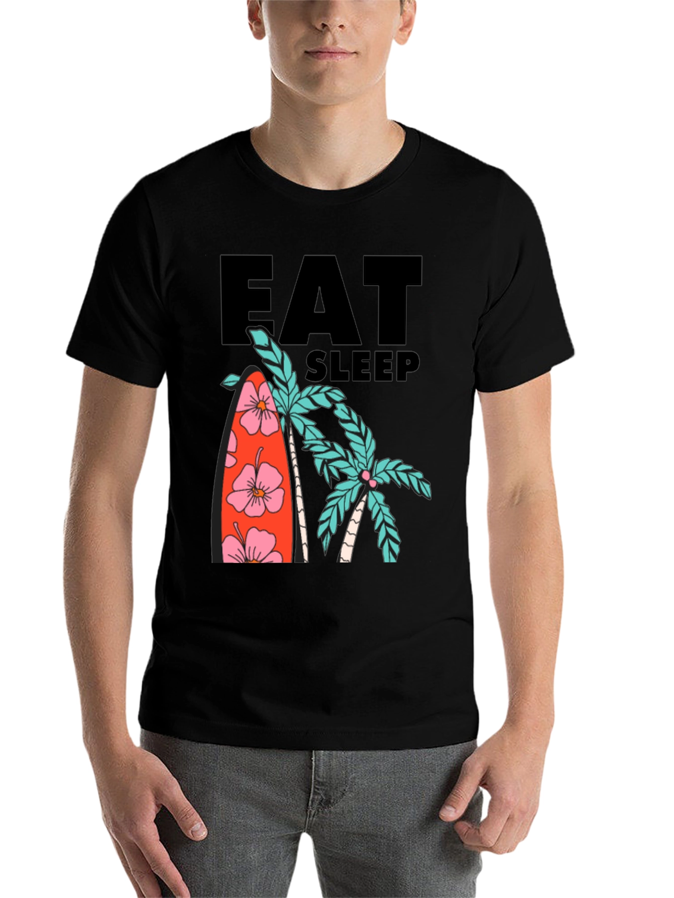Black Eat Sleep Surf T-Shirt view 7