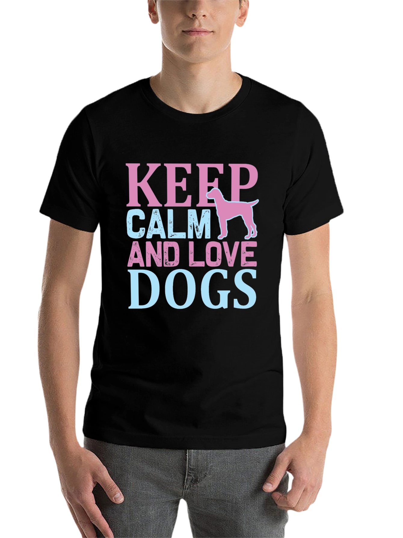 Black Keep Calm and Love Dogs Graphic Tee view 7