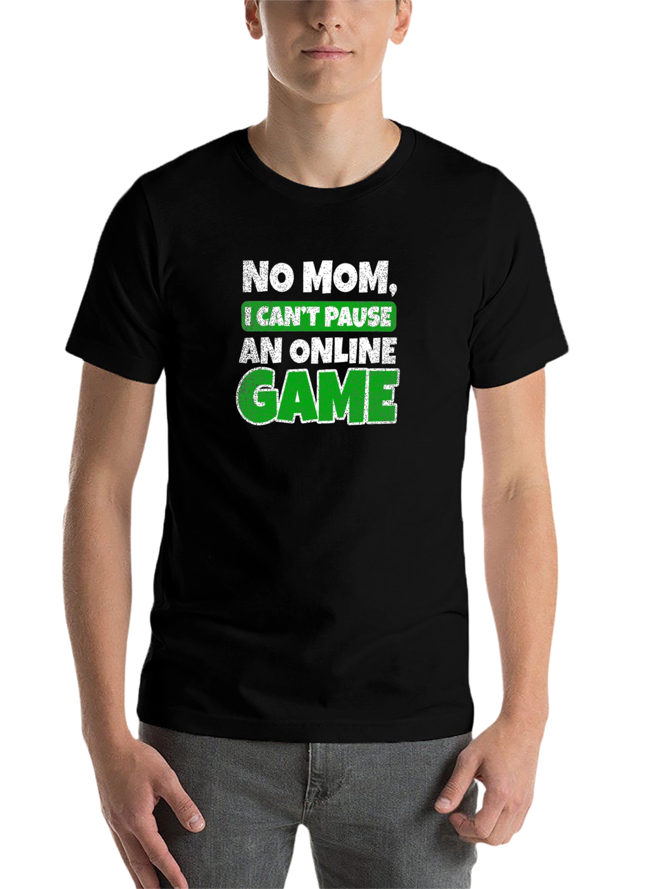 Black Gamer T-Shirt - No Mom, I Can't Pause! view 7