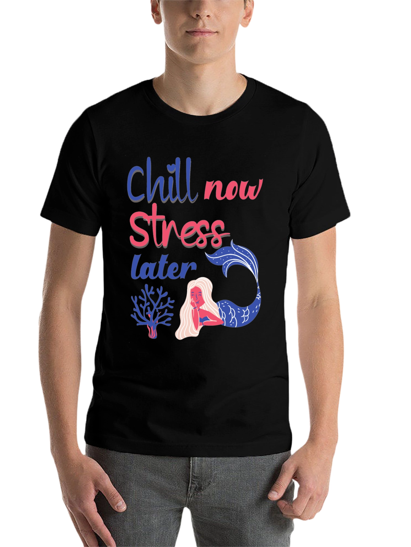 Black Chill Now Stress Later T-Shirt view 7