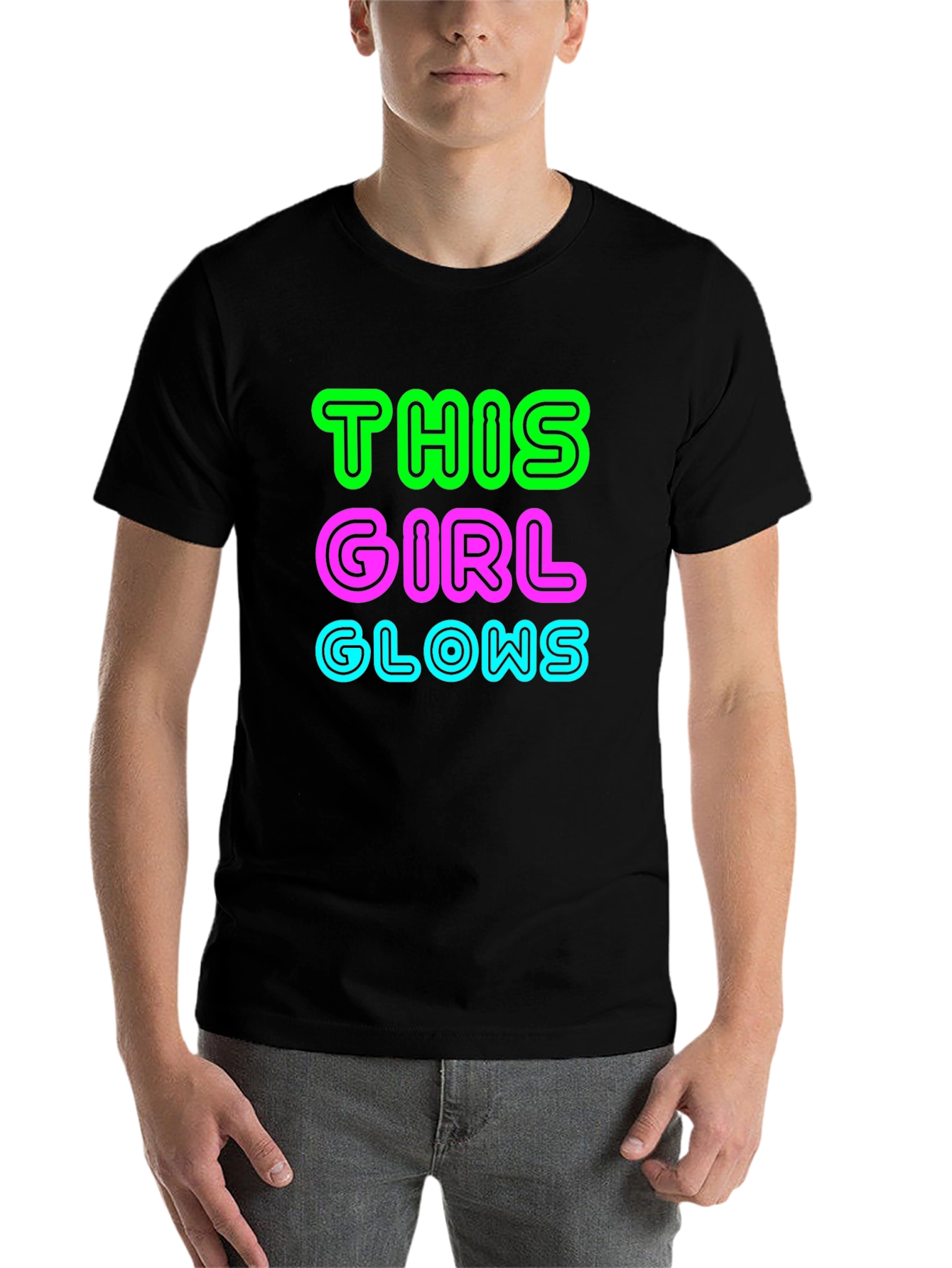 Black This Girl Glows Black Graphic Tee view 7