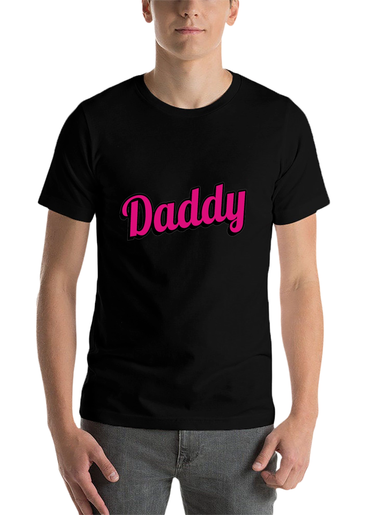 Black Daddy Graphic Tee - Trendy Pink Text on Black view 7