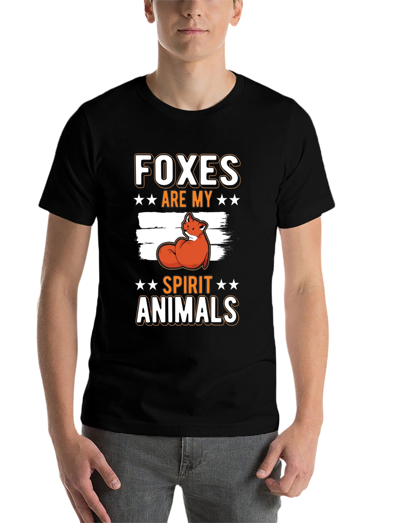 Black Fox Spirit Animal Graphic Tee - Unique Design! view 7