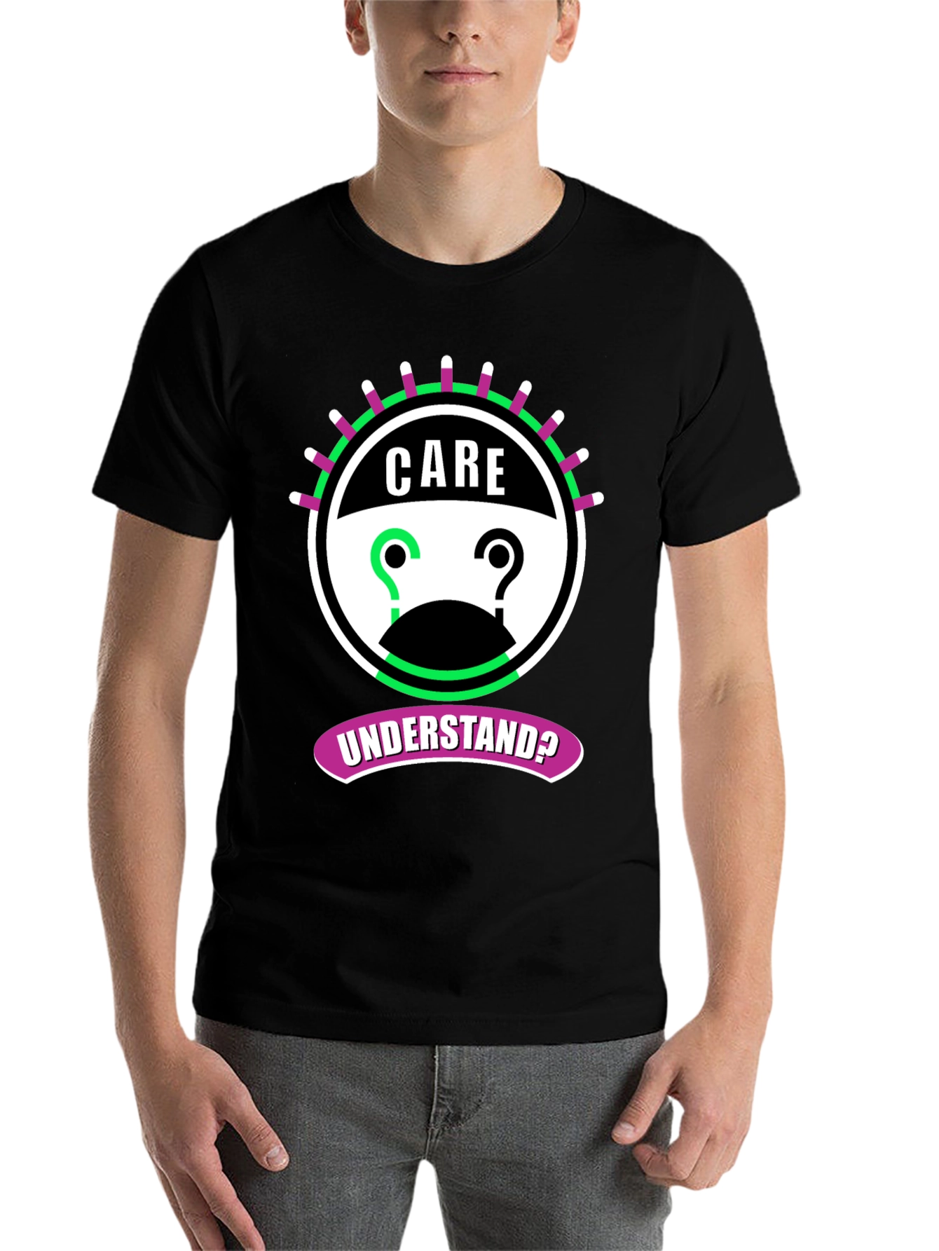 Black Care Understand? Graphic Tee - Black Cotton T-Shirt view 7