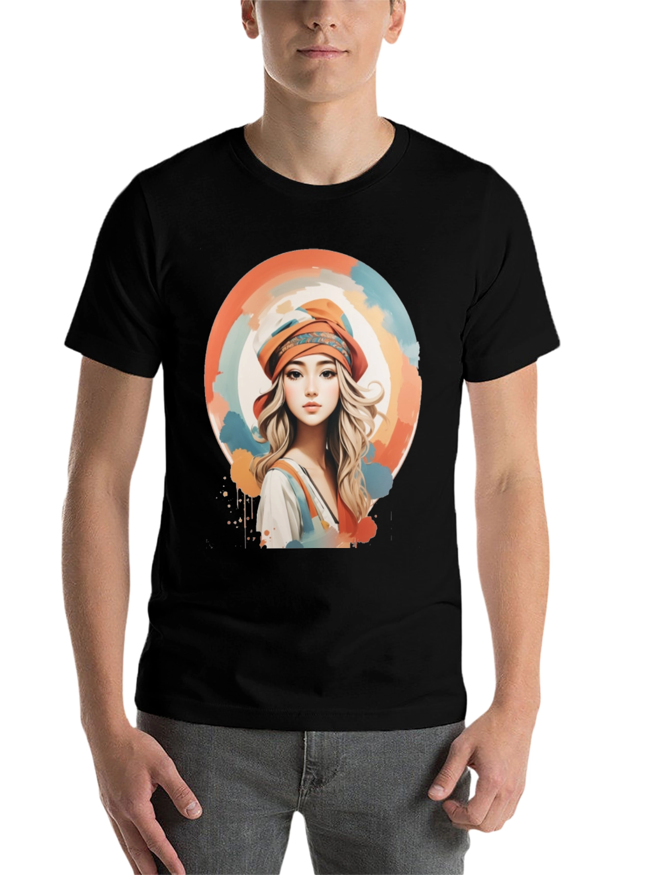 Black Woman Portrait Graphic Tee - Artistic Watercolor Design view 7