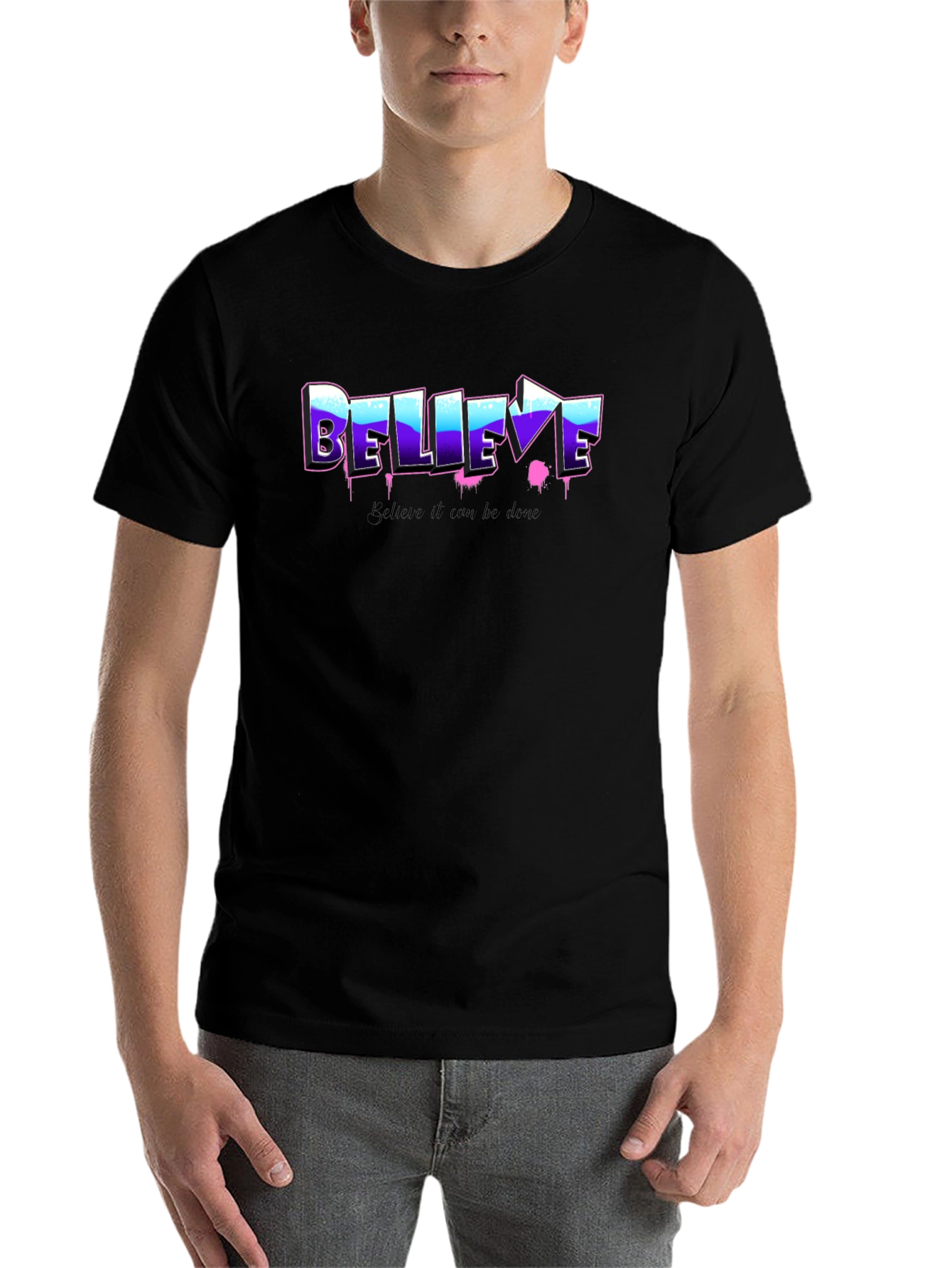 Black Believe Graphic Tee - Motivational Shirt view 7