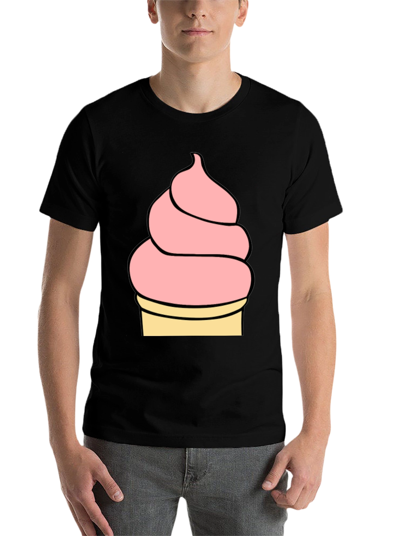 Black Ice Cream Graphic Tee - Black Unisex T-Shirt view 7